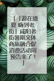 「游在盛夏 嗨到老街」咸阳老街暑期文体商旅融合促消费活动周预告来了！