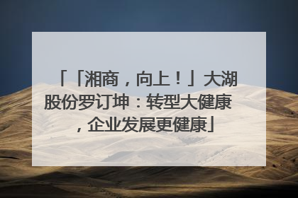 「湘商，向上！」大湖股份罗订坤：转型大健康，企业发展更健康