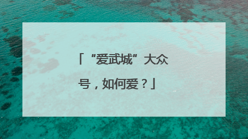 “爱武城”大众号，如何爱？