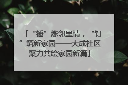 “锤”炼邻里情，“钉”筑新家园——大成社区聚力共绘家园新篇