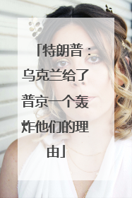 特朗普：乌克兰给了普京一个轰炸他们的理由