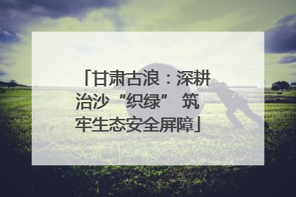 甘肃古浪：深耕治沙“织绿” 筑牢生态安全屏障