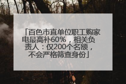 百色市直单位职工购家电最高补60％，相关负责人：仅200个名额，不会严格筛查身份