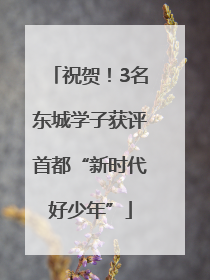 祝贺！3名东城学子获评首都“新时代好少年”
