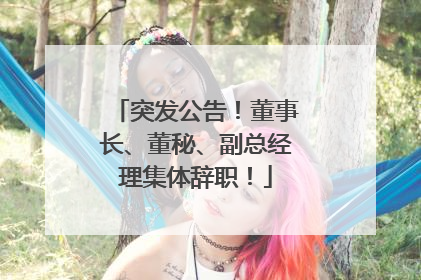 突发公告！董事长、董秘、副总经理集体辞职！