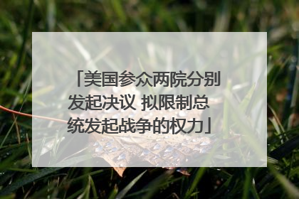 美国参众两院分别发起决议 拟限制总统发起战争的权力