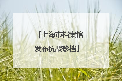 上海市档案馆发布抗战珍档