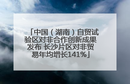 中国（湖南）自贸试验区对非合作创新成果发布 长沙片区对非贸易年均增长141%