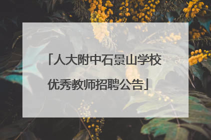 人大附中石景山学校优秀教师招聘公告