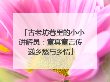 古老坊巷里的小小讲解员：童真童言传递乡愁与乡情