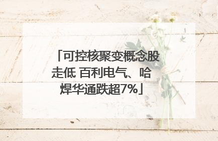 可控核聚变概念股走低 百利电气、哈焊华通跌超7%