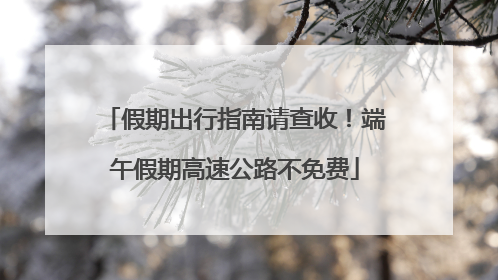 假期出行指南请查收！端午假期高速公路不免费
