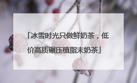 冰雪时光只做鲜奶茶，低价高质碾压植脂末奶茶
