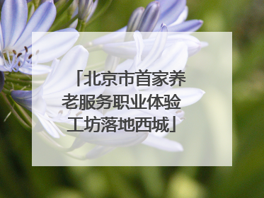 北京市首家养老服务职业体验工坊落地西城