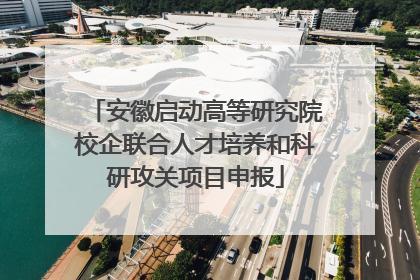 安徽启动高等研究院校企联合人才培养和科研攻关项目申报