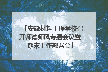 安徽材料工程学校召开师德师风专题会议暨期末工作部署会