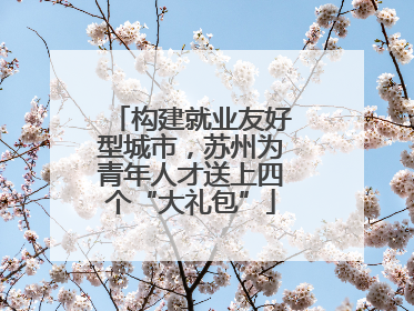 构建就业友好型城市，苏州为青年人才送上四个“大礼包”