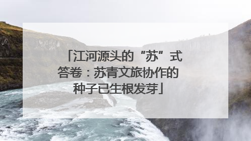 江河源头的“苏”式答卷：苏青文旅协作的种子已生根发芽