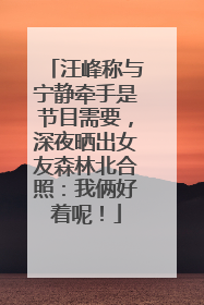 汪峰称与宁静牵手是节目需要，深夜晒出女友森林北合照：我俩好着呢！