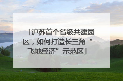 沪苏首个省级共建园区，如何打造长三角“飞地经济”示范区