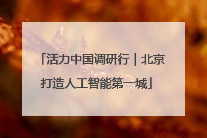 活力中国调研行｜北京打造人工智能第一城
