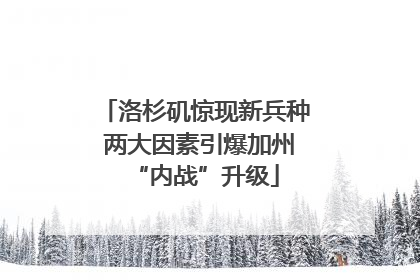 洛杉矶惊现新兵种 两大因素引爆加州“内战”升级