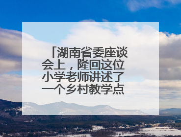 湖南省委座谈会上，隆回这位小学老师讲述了一个乡村教学点的温暖故事