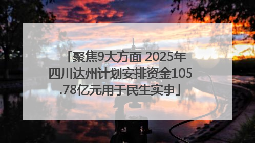 聚焦9大方面 2025年四川达州计划安排资金105.78亿元用于民生实事