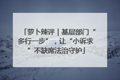 萝卜辣评｜基层部门“多行一步”，让“小诉求”不缺席法治守护