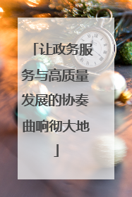 让政务服务与高质量发展的协奏曲响彻大地