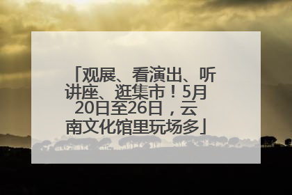 观展、看演出、听讲座、逛集市！5月20日至26日，云南文化馆里玩场多