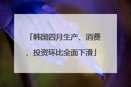 韩国四月生产、消费、投资环比全面下滑