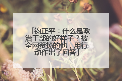 钧正平：什么是政治干部的好样子？被全网赞扬的他，用行动作出了回答