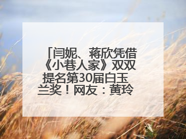 闫妮、蒋欣凭借《小巷人家》双双提名第30届白玉兰奖！网友：黄玲宋莹又相遇了