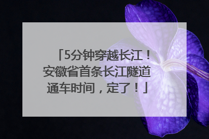 5分钟穿越长江！安徽省首条长江隧道通车时间，定了！